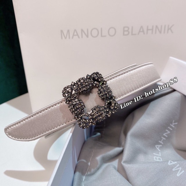 馬諾洛新品女士皮帶 Manolo Blahnik真絲面配牛皮底腰帶  jjp1068